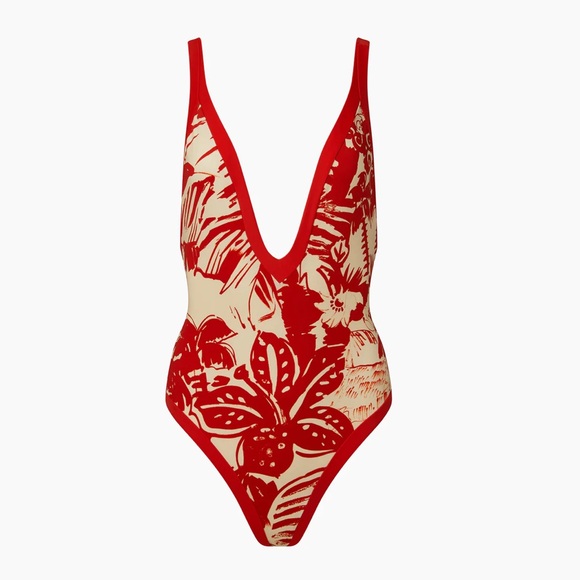 New! Red Floral One-Piece Swimsuit - Picture 4 of 9
